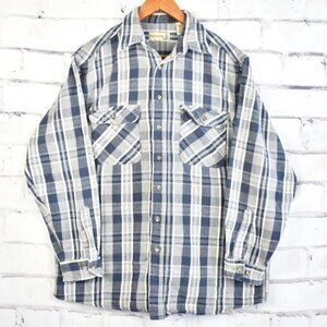 Vintage 80s / 90s Plaid Cabincore Heavyweight Cotton Button Up Shirt / Shacket